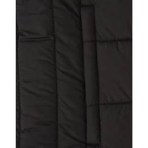 A black insulated puffer jacket featuring a 3D cut design, with a smooth, quilted texture.