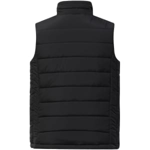 A black insulated puffer vest featuring a 3D cut and a sleek, minimalist design. It has a logo on the front.