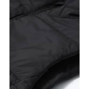 A black men's sustainable insulated puffer vest featuring a 3D cut design and visible stitching details.