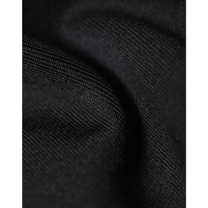 A close-up of black fabric, showing a soft, textured surface with fine details. The material appears sustainable and durable.