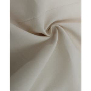 A close-up of a light beige cotton blend fabric, showcasing its soft texture and woven pattern.