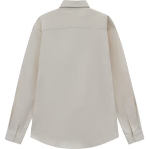 A men's smart casual long-sleeve shirt in a light beige cotton blend, featuring a classic collar and buttoned cuffs.