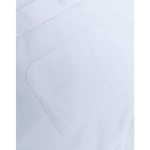 A white long-sleeve shirt featuring a pocket, made from a cotton blend with a smooth finish.