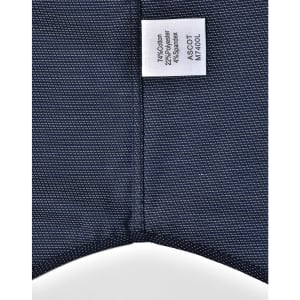 Men's long sleeve button-up shirt in navy with a pin dot pattern, featuring a label.