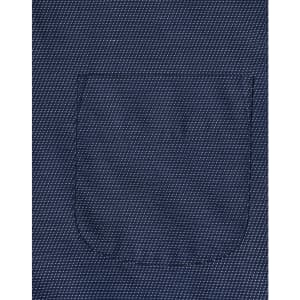 A navy blue button-up shirt with a pin dot pattern and a single pocket on the front.