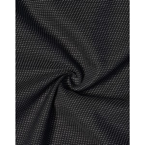 A black fabric with a pin dot pattern, featuring a soft stretch texture.