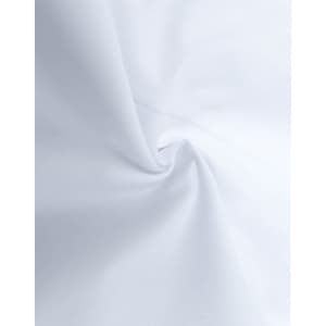 A close-up of white fabric showing a smooth cotton blend texture, highlighting its soft and comfortable quality.