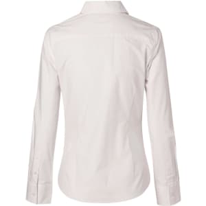 A women's long-sleeve button-up shirt in a light colour, featuring a fitted design and a back yoke. It has a logo.
