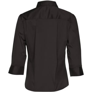 A black women's 3/4 sleeve military shirt with a collared neckline and back yoke detail.