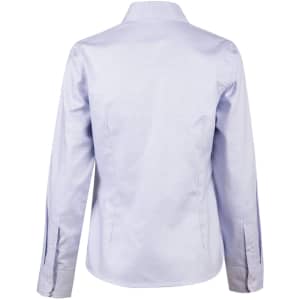 A light blue long sleeve button-up shirt with a fitted design and contrast detailing at the cuffs.