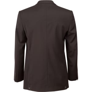 A Men's two-button jacket in dark brown wool stretch, featuring a tailored fit and long sleeves.