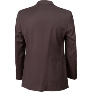 A men's two-button jacket in wool stretch, displayed from the back in a rich brown colour. Features a smooth finish.
