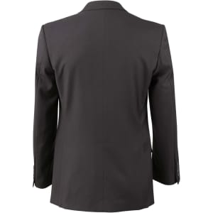 A black men's poly/viscose stretch jacket featuring a classic back design and tailored fit.