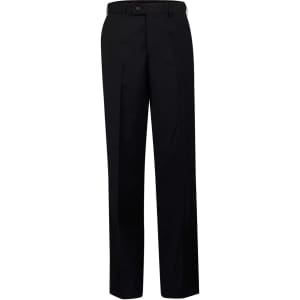 Men's black wool blend stretch flexi waist pants, featuring a tailored design and a subtle logo on the waistband.