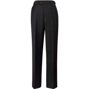 Men's wool blend stretch flexi waist pants in black, featuring a tailored design and a single button closure.