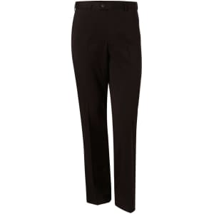 Men's slacks in black, made from polyviscose stretch fabric, featuring a smooth finish and a button closure.