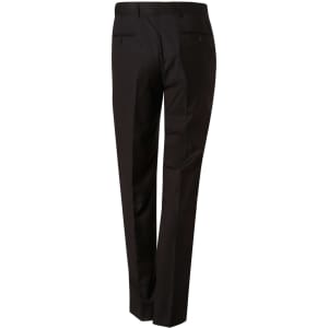 Men's black polyviscose stretch pants with a tailored fit, featuring two back pockets and subtle branding.