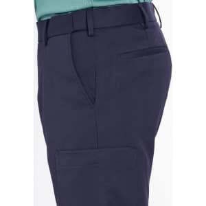 Men's utility cargo pants in navy, featuring multiple pockets and a fitted design, with a logo present.