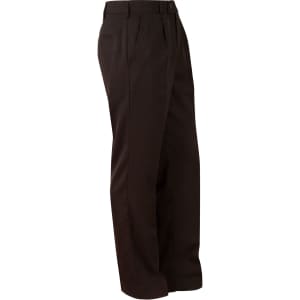 Brown men's chino pants featuring a straight leg design and a logo on the waistband.