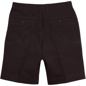 Black men's chino shorts with a classic design, featuring two back pockets and a logo.