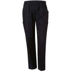Unisex scrub pants in black, featuring an elastic waistband and two side pockets.