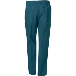 Unisex scrub pants in a teal colour, featuring an elastic waistband and side pockets.