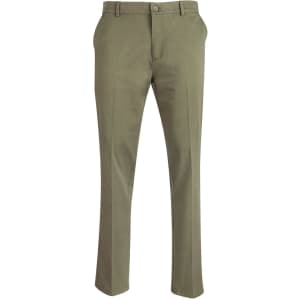 Men's chino pants in olive green, featuring a straight-cut design and side pockets. Includes branding detail.