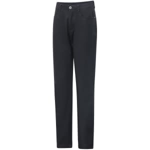 Men's flexi chino pants in black, featuring a classic jean style with pockets and a logo.