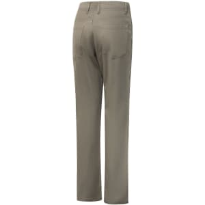 Men's flexi chino pants in khaki, featuring a smooth back design with pockets and a logo.