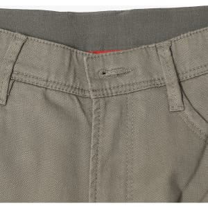 A pair of men's flexi chino pants in a light grey colour, featuring a button closure and pockets.