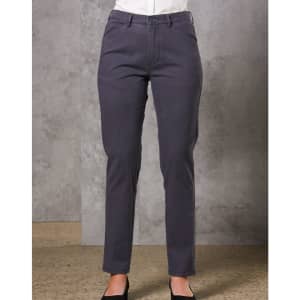 Ladies' Boston Chino Pants in dark grey, featuring a straight leg design and a logo detail on the waistband.