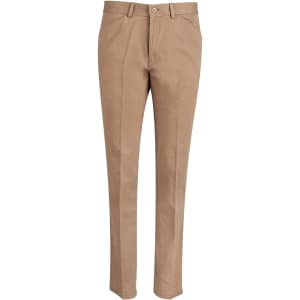 Ladies' Boston Chino Pants in a light tan colour, featuring a classic slacks design and a logo on the waistband.
