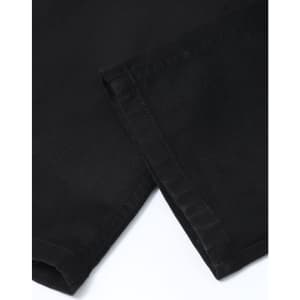 Black flexi chino pants with a smooth fabric texture, featuring a cuffed hem and subtle branding.