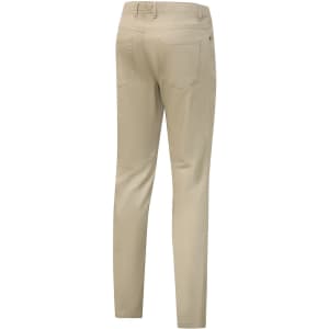 Ladies' flexi chino pants in beige, featuring a slim fit and back pockets. Includes a logo detail.