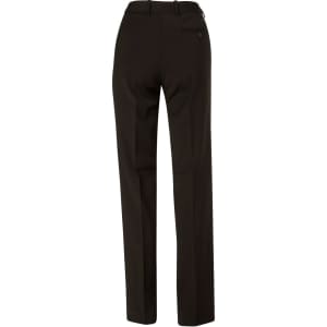 Black women's slim leg flexi waist pants made from wool stretch fabric, featuring a single back pocket and waistband.