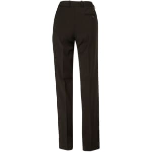 Slim leg flexi waist pants in dark wool stretch, featuring a back pocket and tailored design. Suitable for formal settings.