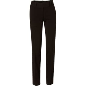 Women's low rise pants in black, made from poly/viscose stretch fabric. Features a sleek, tailored design.