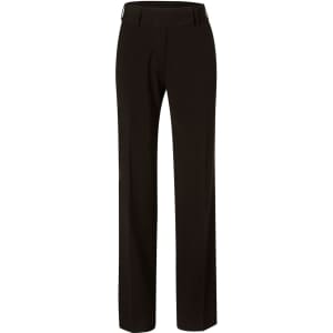Women’s low rise pants in black poly/viscose stretch stripe with a clean design and a waistband. Features a logo.