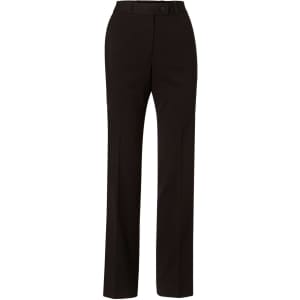 Black women's Flexi Waist Utility Pants in a poly/viscose stretch fabric, featuring a button closure and straight leg design.