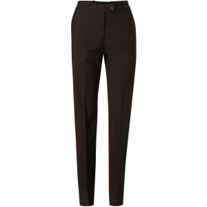 Women's black Flexi Waist Utility Pants in a poly/viscose stretch fabric, featuring a slim fit and waistband button detail.