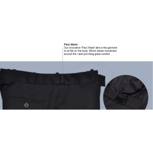 Black knee-length shorts with a Flexi Waist feature, providing comfort and movement. Includes a small logo.