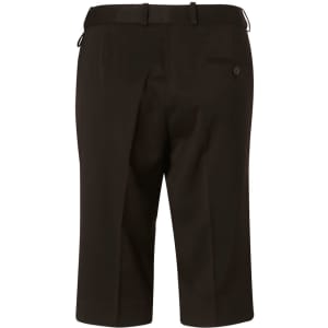 Knee-length women's shorts in black with a flexi waist and button detail on the back. Features a logo.
