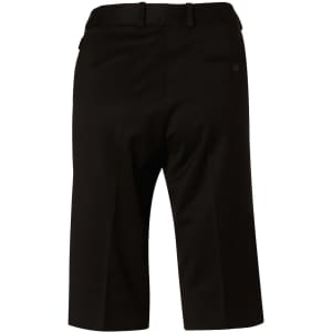 Black women's knee-length shorts with a flexi waist, featuring a back pocket and tailored design.