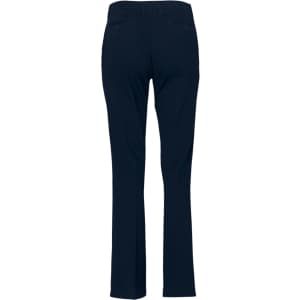 Navy women's chino pants with a slim fit, featuring back pockets and a clean design. Includes a branding logo.