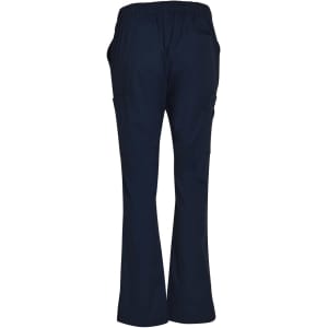 Ladies' solid colour scrub pants in navy, featuring an elastic waistband and multiple pockets.