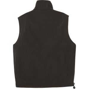 A unisex reversible vest in dark green with a standing collar and a drawstring hem. Features a logo.