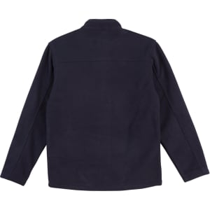 A dark navy polar fleece jacket with a full zip and no visible front detailing, featuring a logo on the back.
