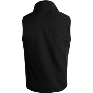 A black unisex reversible vest with no visible design details, featuring a high collar and sleeveless style.