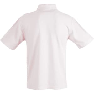 A children's traditional polo shirt in white, featuring short sleeves and a classic collar design.