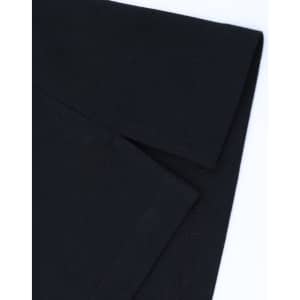 A black cotton/poly pique polo shirt showcasing the folded collar and sleeve detail. It has a logo on the fabric.